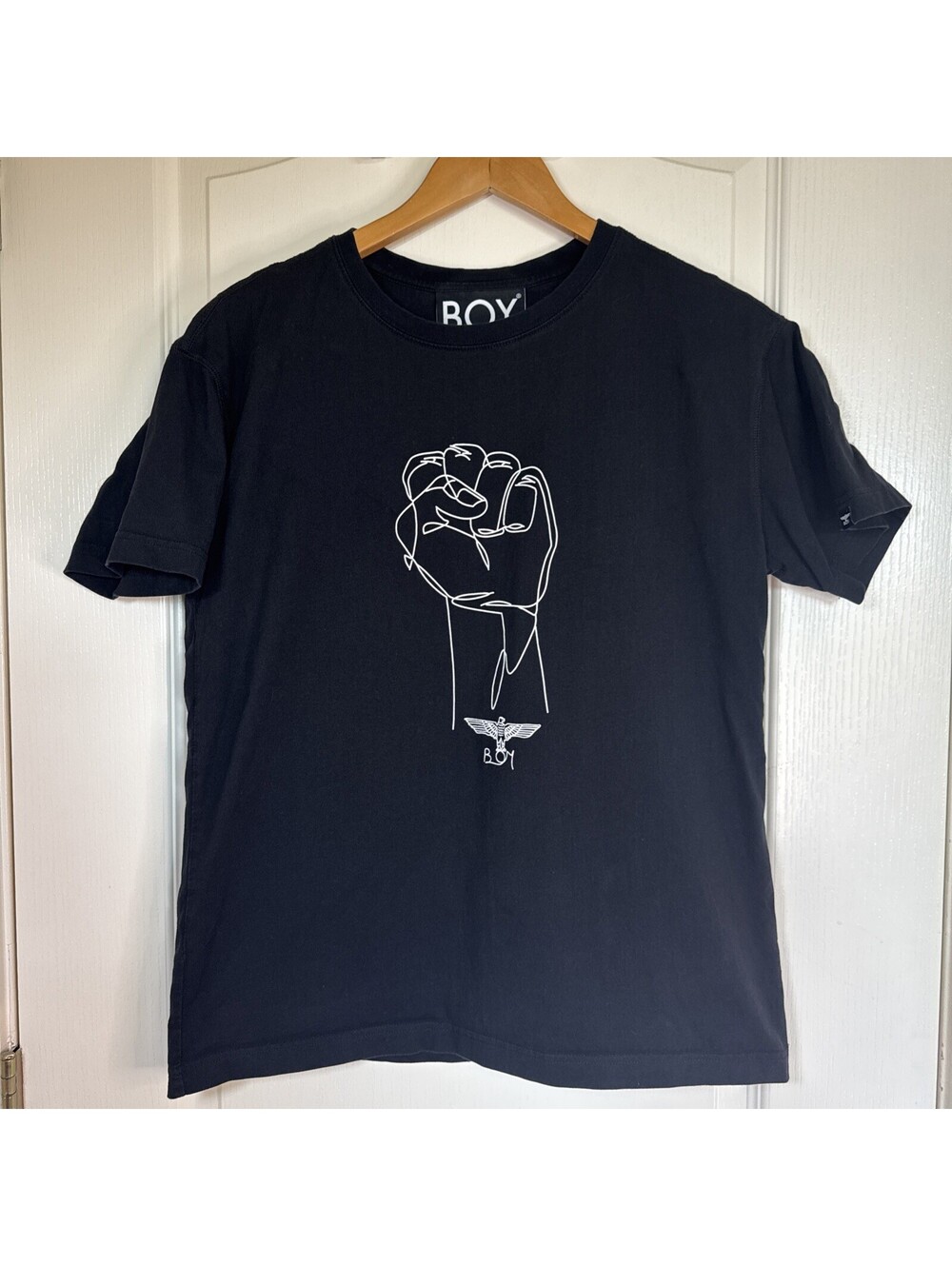 BOY London Graphic T-Shirt Black Line Art Fist Logo Eagle Men’s Medium